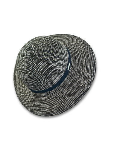 Sombrero Paper Braid Mix Floppy Ribbon Negro y Lino de Seeberger