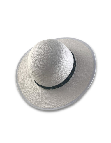 Sombrero Paper Floppy Shiny Band Blanco de Seeberger