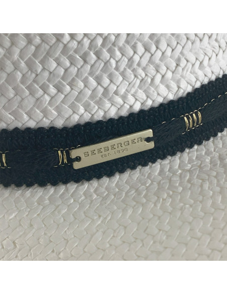 Sombrero Paper Floppy Shiny Band Blanco de Seeberger