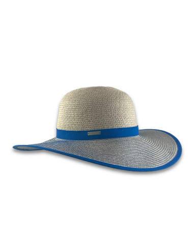 Sombrero Paper Braid Cloche Contrast Azul y Lino de Seeberger