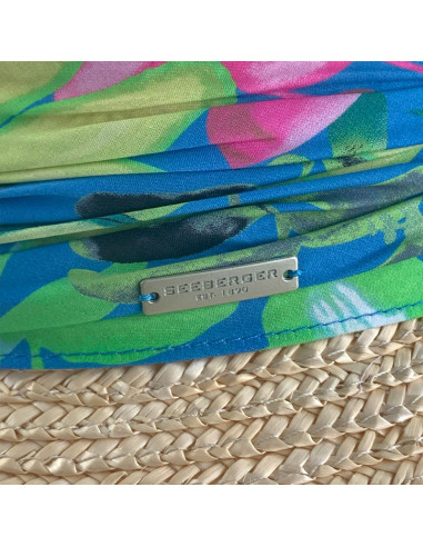 Sombrero Wheat Braid Cloche Colorful Fabric de Seeberger