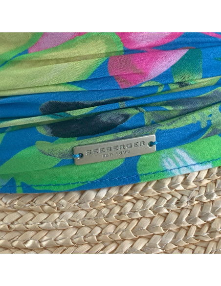 Sombrero Wheat Braid Cloche Colorful Fabric de Seeberger