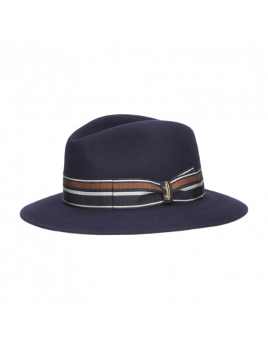 Sombrero Borsalino Alessandria Azul Marino Cinta Rayada